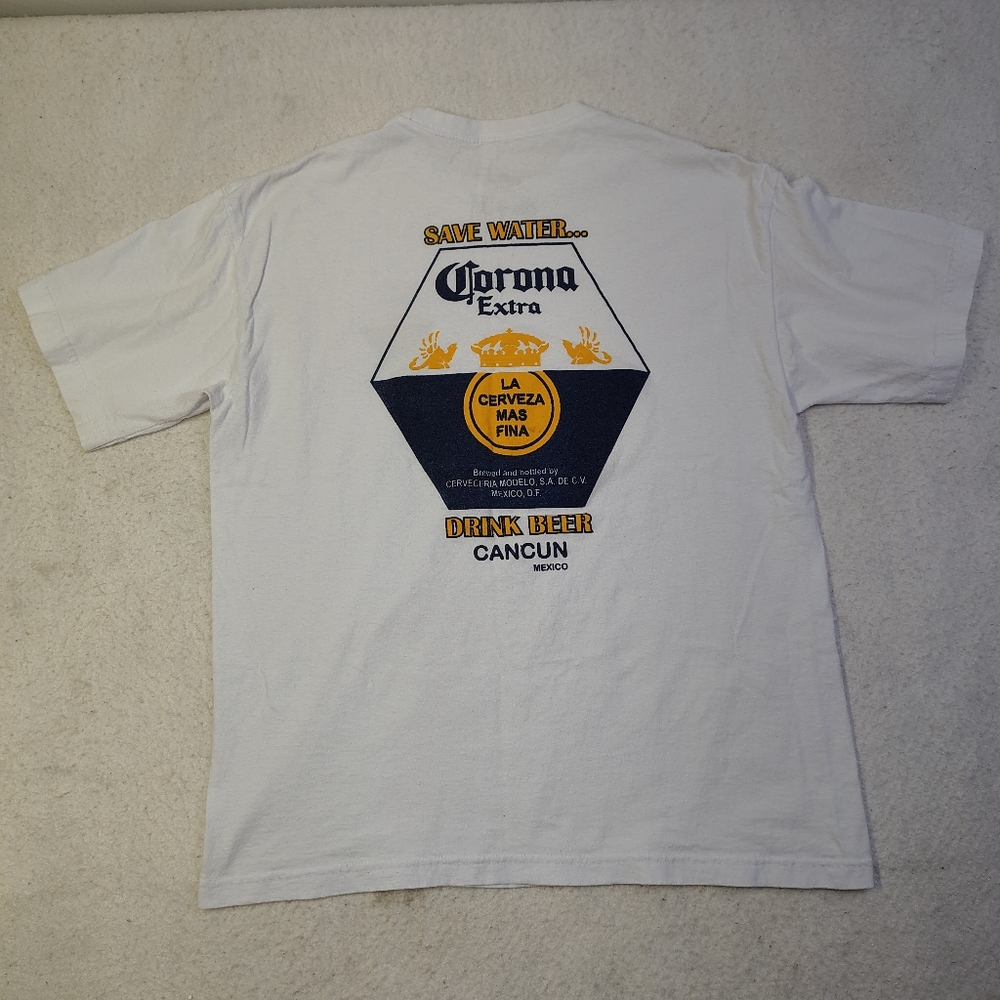 Corona Extra T-Shirt Size XL‎ White Drink Beer Save Water Front Back